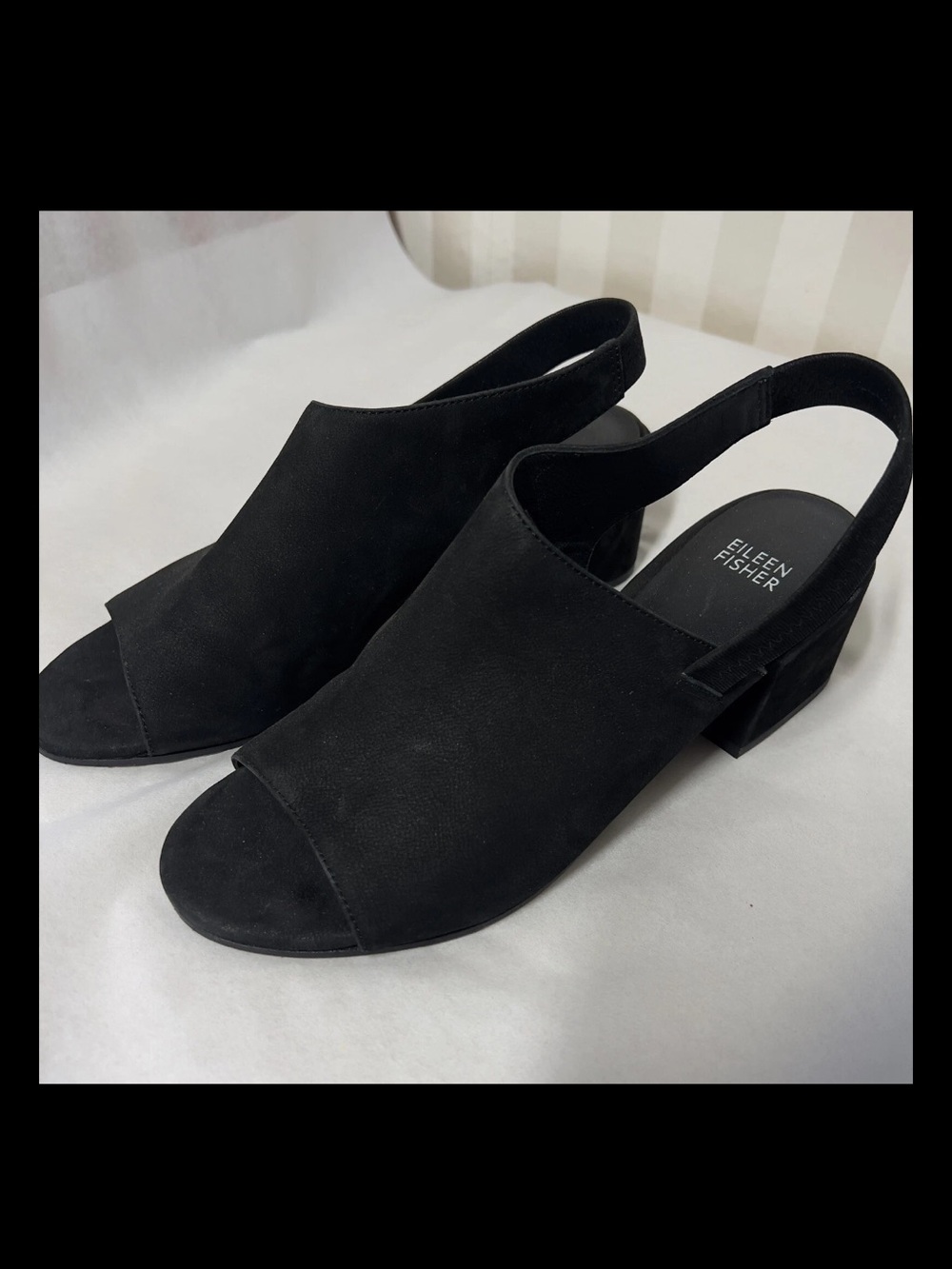 Eileen Fisher Women's Black Open-Toe Leigh Slingback Heeled Sandals‎ - Picture 2 of 11